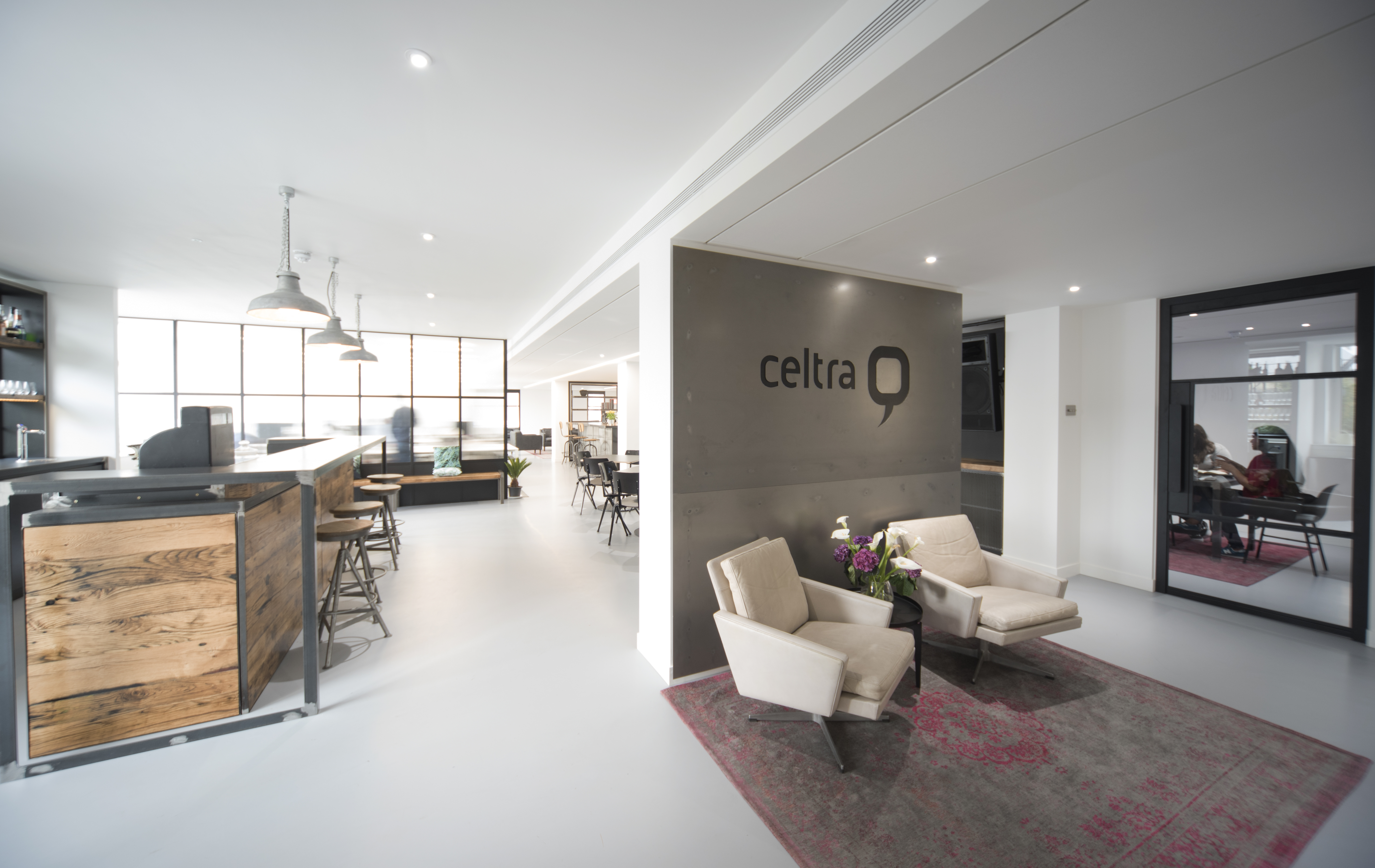 tea point and break out area within the modern office space at Celtra